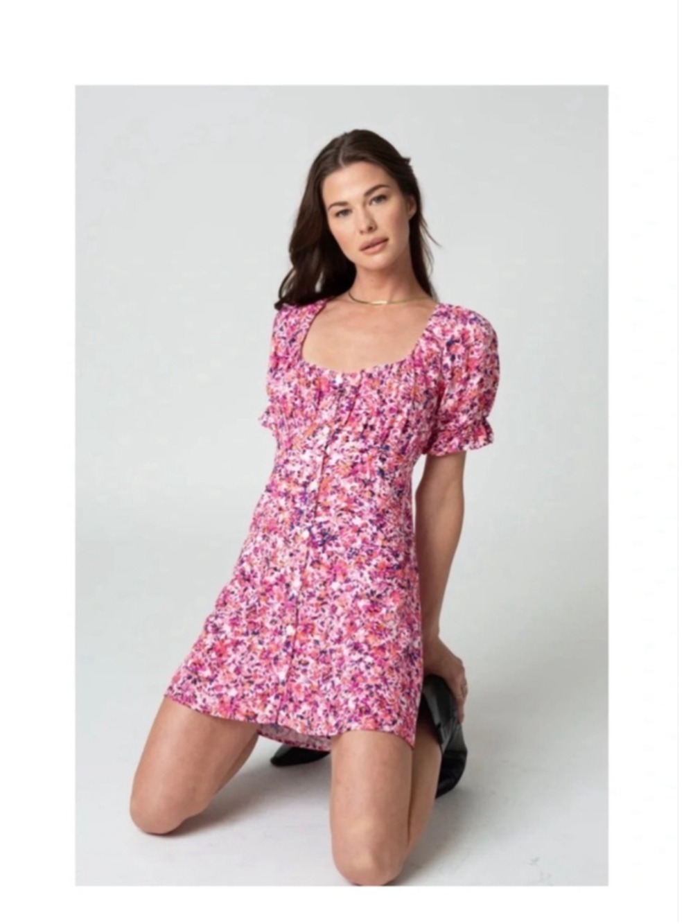 Women's Stillwater Pink Floral Mini Dress M - Picture 4 of 8